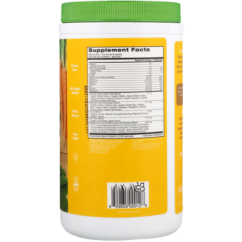 Amazing Grass, Green Superfood, Chocolate, 17 oz (480 g) iHerb