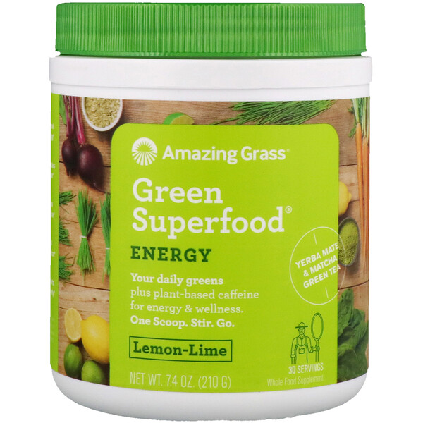Amazing Grass, Green Superfood, Energie, Zitrone-Limette, 7,4 oz (210 g)