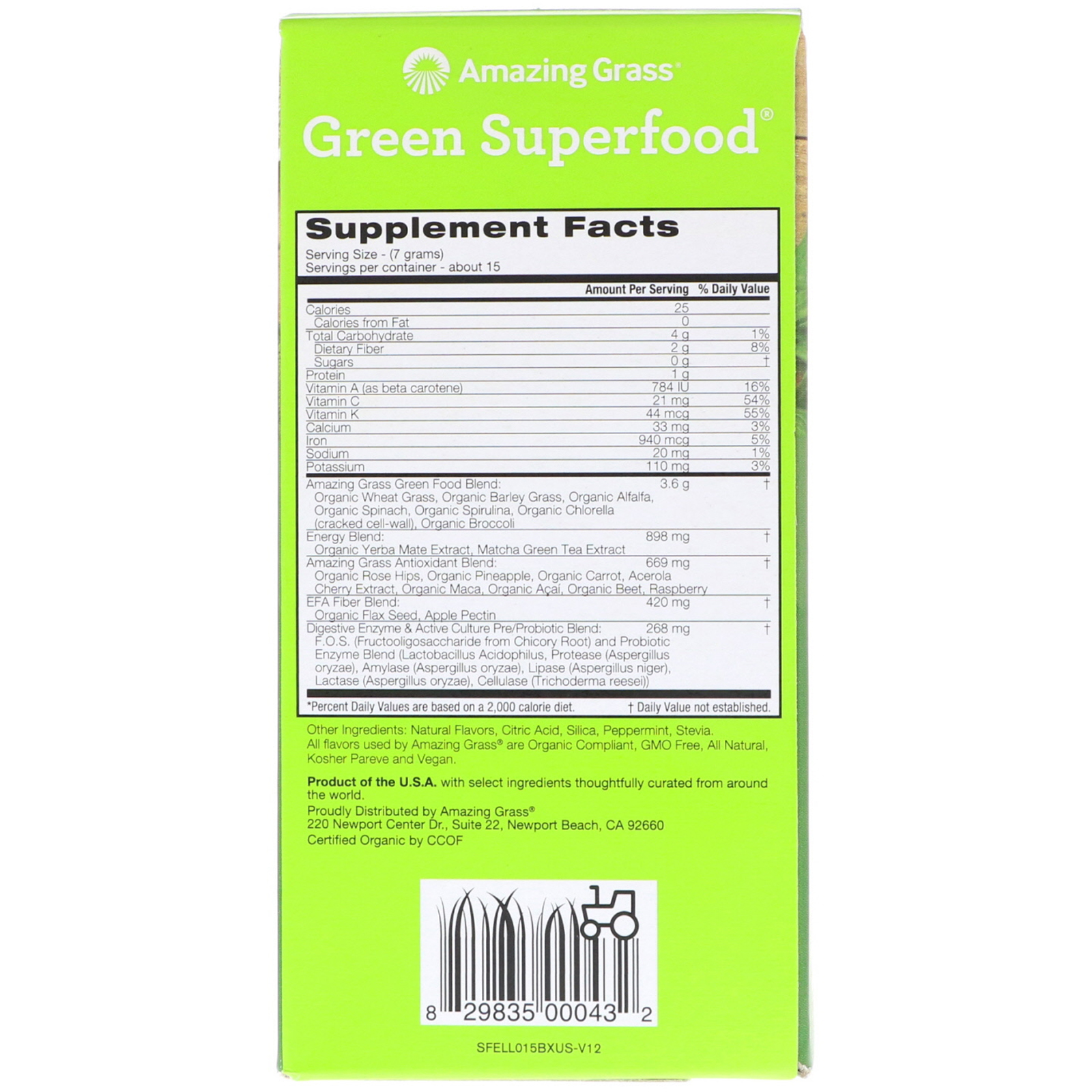Amazing Grass, Green Superfood, Energy, Lemon Lime Flavor, 15 ...