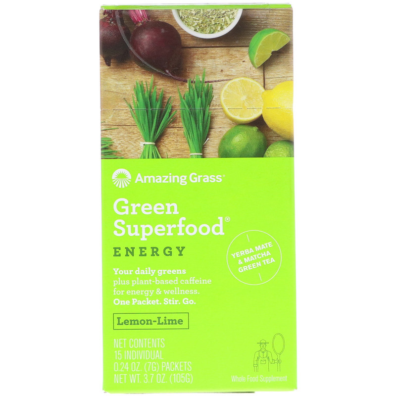 Amazing Grass, Green Superfood, Energy, Lemon Lime Flavor, 15