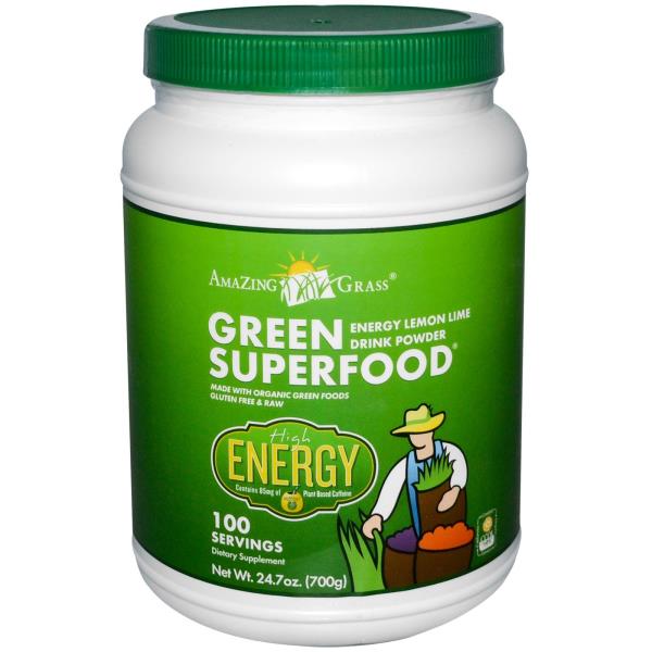 Amazing Grass, Green Superfood, Energy Lemon Lime Powder Drink, 24.7 oz