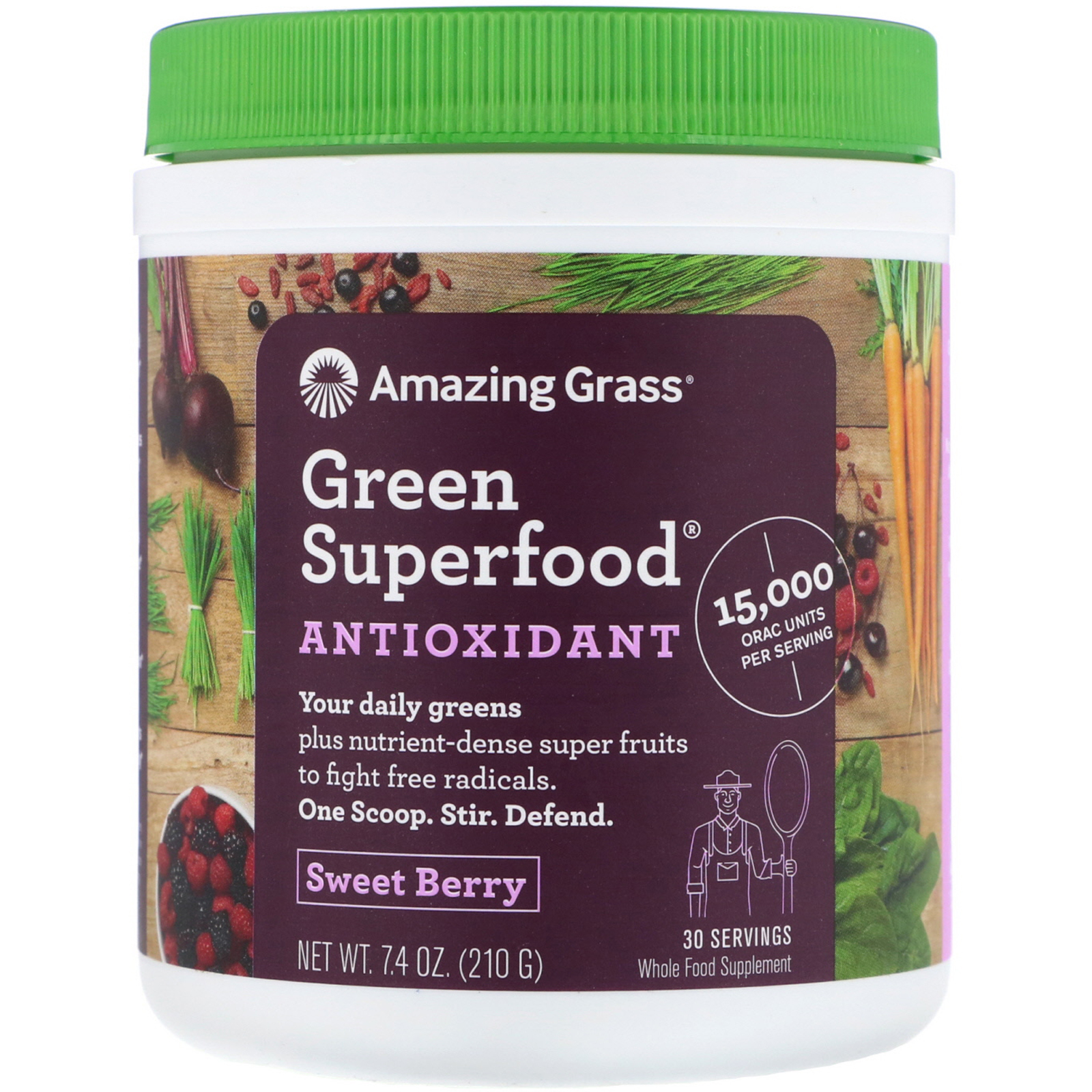 Amazing grass antioxidant green superfood powder sweet berry 30 servings Amazing Grass Green Superfood Antioxidant Sweet Berry 7 4 Oz 210 G Iherb
