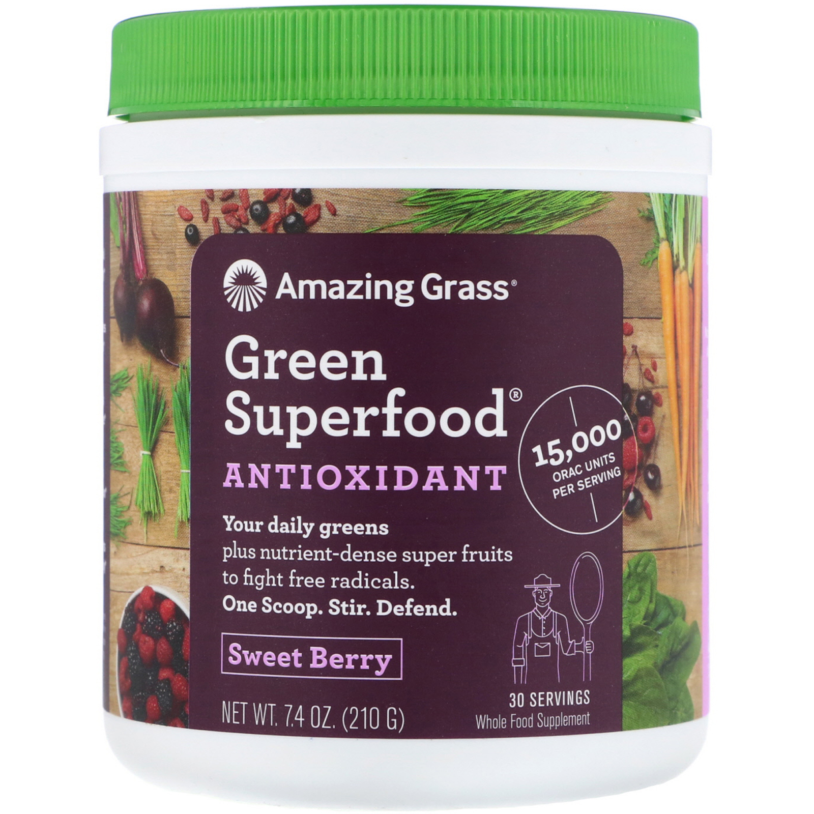 Amazing Grass, Green Superfood Antioxidant, Sweet Berry, 7.4 oz (210 g