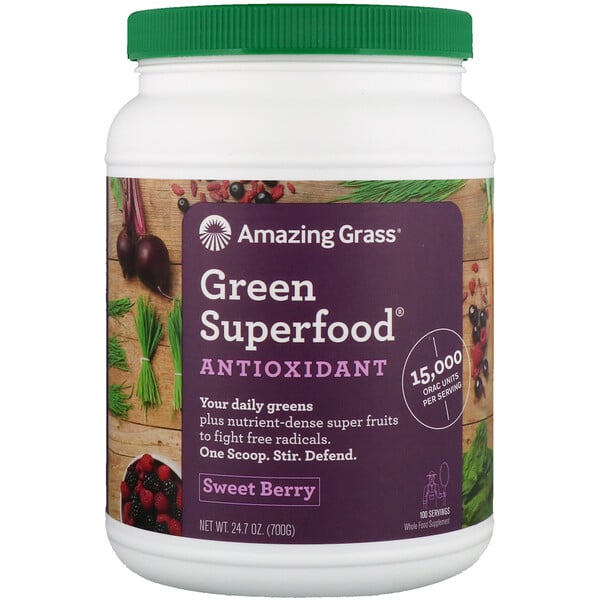 Amazing Grass, 绿色超级食品，抗氧补充剂，甜浆果，24.7 盎司（700 克）