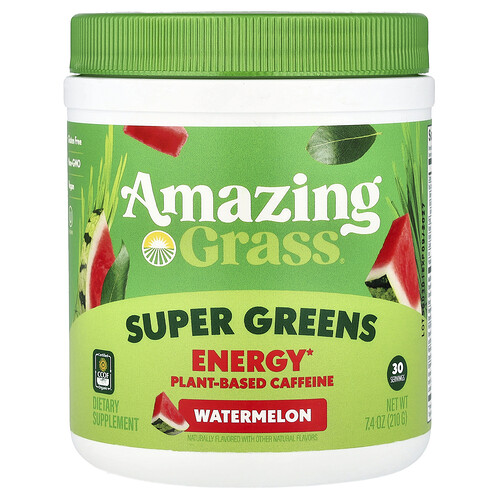Amazing Grass, Super Greens, Energy, Watermelon, 7.4 oz (210 g)