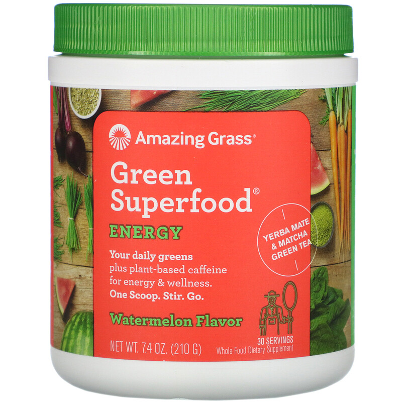 Amazing Grass, Green Superfood, Energy, Watermelon, 7.4 oz (210 g) iHerb