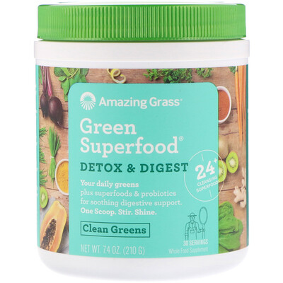 Amazing Grass Зеленая суперпища, детоксикация и пищеварение, 7,4 унции (210 г)