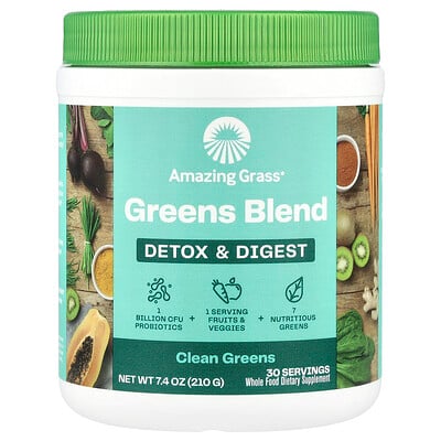 Product Image for Amazing Grass, Greens Blend, Detox & Digest, Clean Greens, 7.4 oz (210 g)