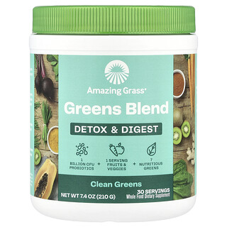 Amazing Grass, Mezcla de verduras de hoja, Desintoxicación y digestión, Verduras de hoja puras, 210 g (7,4 oz)