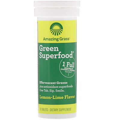 Amazing Grass Green Superfood, шипучий напиток из зелени, со вкусом ягод, 10 таблеток