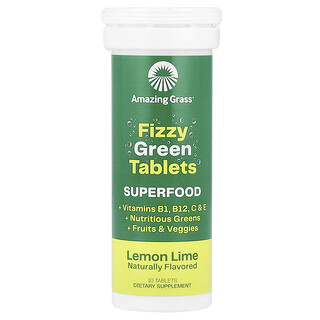 Amazing Grass, Fizzy Green tabletta, Superfood, citromos lime, 10 tabletta