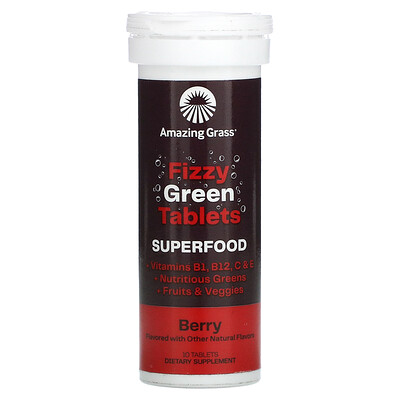 

Amazing Grass, Green Superfood, Fizzy Tablets, Berry , 10 Tablets