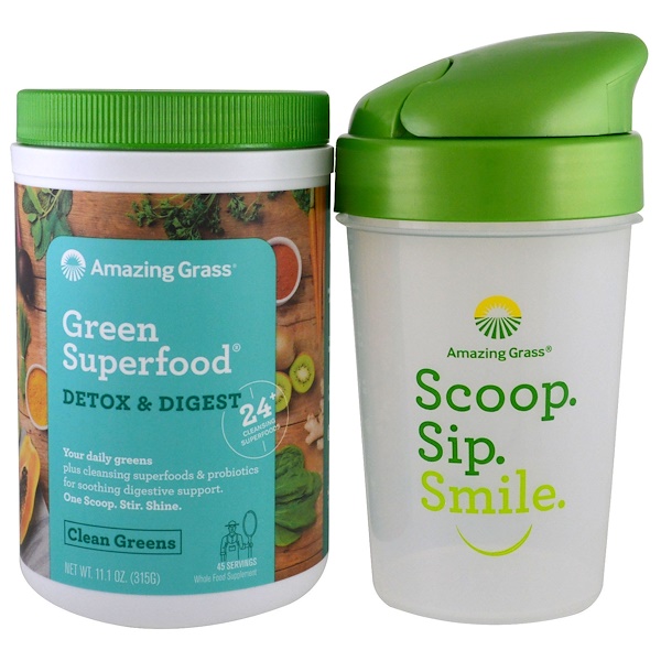 Amazing Grass, Green Superfood, Detox Digest & Shaker Gift Set, 2 Piece