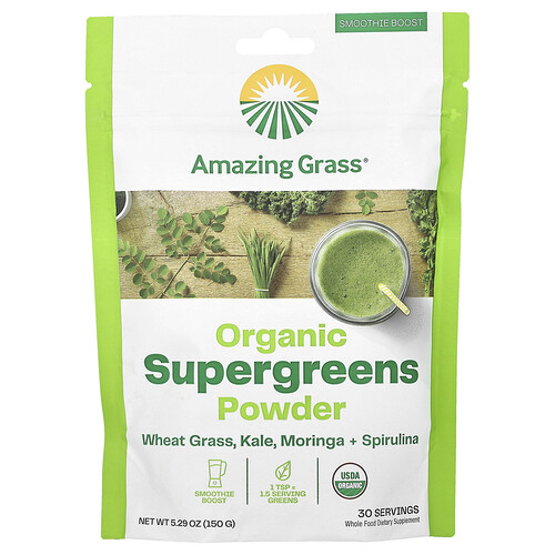 어메이징 그라스 Amazing Grass, 유기농 슈퍼그린 분말, 150g(5.29oz)