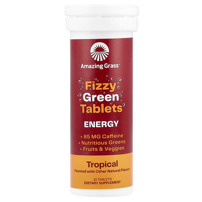 Product Image for Amazing Grass, Fizzy Green Tablets, Energy, Tropical, 10 Tablets
