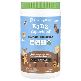 Amazing Grass‏, Kidz Superfood® ، بروتين + بروبيوتيك ، شيكولاتة فائقة ، 10 أونصات (285 جم)