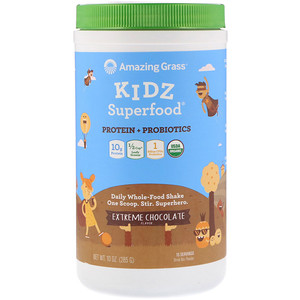 Отзывы о Амайзинг Грас, Kidz Superfood, Protein + Probiotics, Extreme Chocolate, 10 oz (285 g)