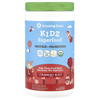 Amazing Grass, Kidz Superfood®, Proteïne + Probiotica, Aardbeien Blast, 8,9 oz (255 g)