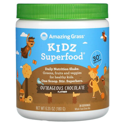 

Amazing Grass Kidz Superfood, со вкусом «Невероятный шоколад», 180 г (6,35 унции)