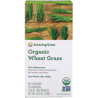 Amazing Grass, Herbe de blé biologique, 15 sachets individuels,  0,28 oz (8 g) chacun.