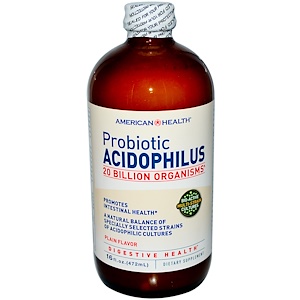Купить American Health, Пробиотик Ацидофилус, Обычный Вкус 16 жидких унции (472 мл)  на IHerb