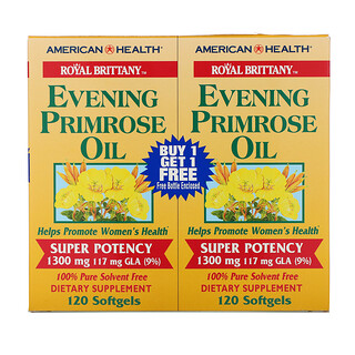 American Health, Royal Brittany, масло примулы вечерней (EPO), 1300 мг, 2 флакона, 120 желатиновых капсул в каждом флаконе