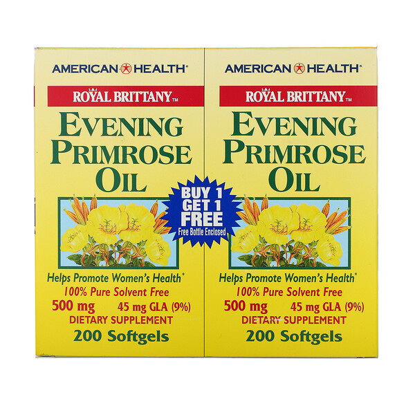 Royal Brittany, Evening Primrose Oil, 500 mg, 2 Bottles, 200 Softgels Each