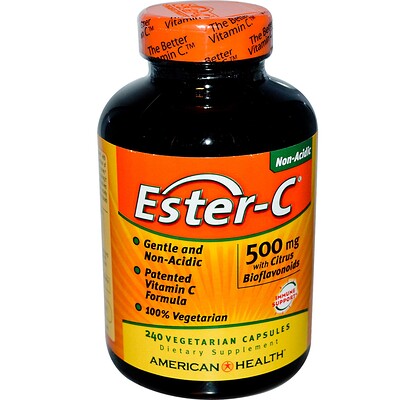 American Health Ester-C с цитрусовыми биофлавоноидами, 500 мг, 240 вегетарианских капсул