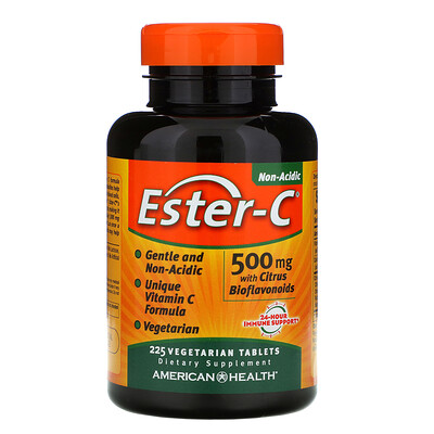 American Health Ester-C с цитрусовыми биофлавоноидами, 500 мг, 225 вегетарианских таблеток