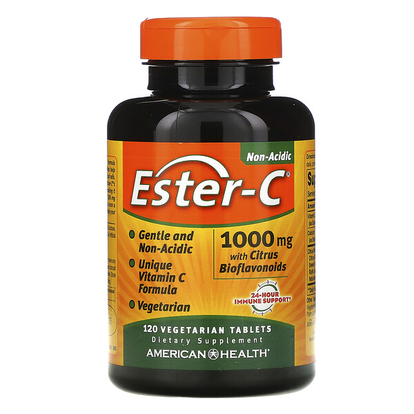 American Health‏, Ester C مع الفلافونويدات الحيوية الحمضية، 1,000 ملجم، 120 كبسولة نباتية