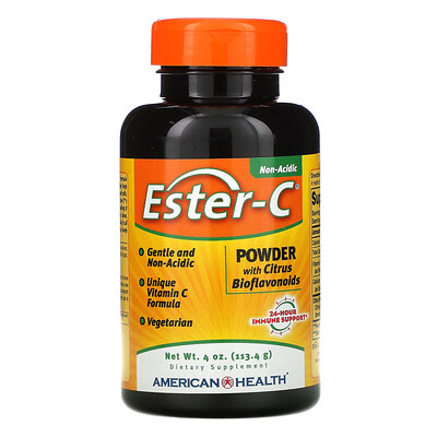 American Health Ester-C, порошок с цитрусовыми биофлавоноидами, 113,4 г (4 унции)