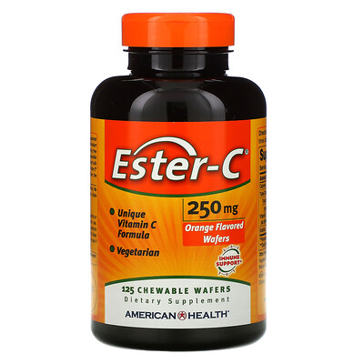 American Health Ester-C, с апельсиновым вкусом, 250 мг, 125 жевательных таблеток