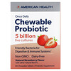 أميريكن هيلث, Once Daily Chewable Probiotic, Natural Strawberry, 5 Billion CFU, 60 Chewable Tablets