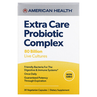 

American Health Extra Care Probiotic Complex 80 Billion CFU 30 Vegetarian Capules