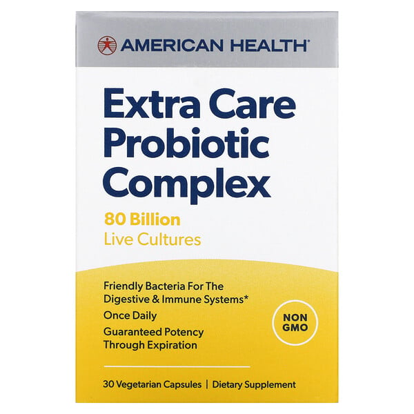 American Health, Extra Care Probiotic Complex, 80 Milliarden KBE, 30 vegetarische Kapseln
