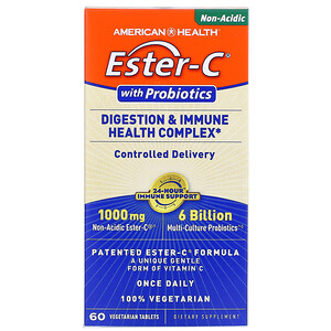 Американ Хелс, Ester-C with Probiotics, Digestion & Immune Health Complex, 60 Vegetarian Tablets отзывы