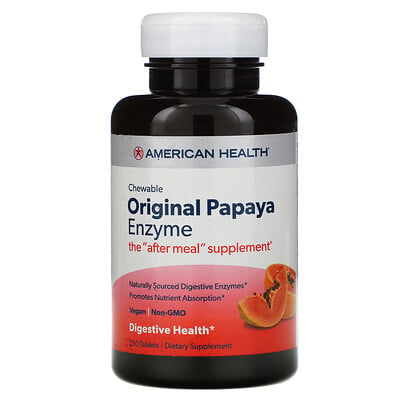 American Health Жевательный оригинальный фермент папайи, 250 жевательных таблеток