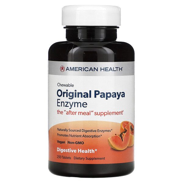 American Health‏, Original Chewable Papaya Enzyme, 250 Tablets