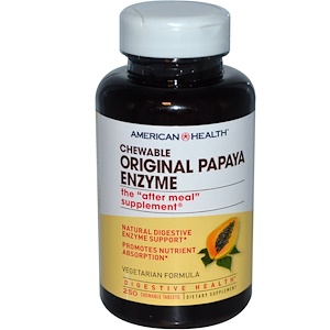 Купить American Health, Жевательный оригинальный фермент папайи, 250 жевательных таблеток  на IHerb