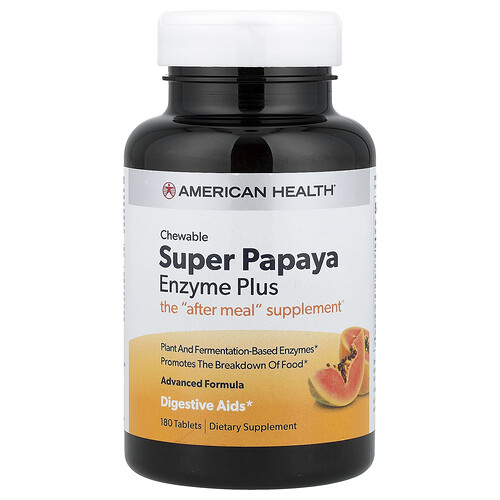 American Health Super Papaya Enzyme Plus, Chewable, 180 Tablets