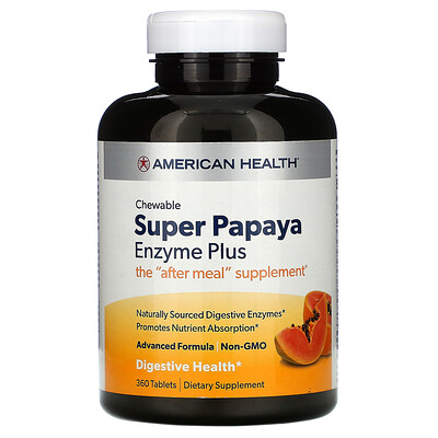 American Health Super Papaya Enzyme Plus, жевательные таблетки с ферментами, 360 шт.