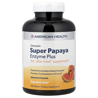 American Health, Enzima plus de papaya súper masticable, 360 comprimidos