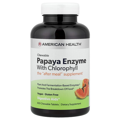 American Health Chewable Papaya Enzyme With Chlorophyll, 600 Chewable Tablets