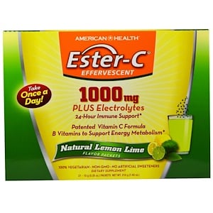 Отзывы о Американ Хелс, Ester-C Effervescent, Natural Lemon Lime Flavor, 1000 mg, 21 Packets, 0.35 oz (10 g) Each