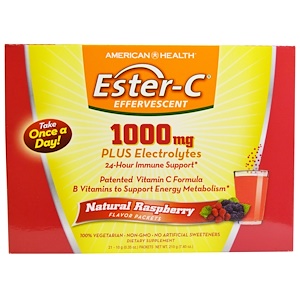 Отзывы о Американ Хелс, Ester-C Effervescent, Natural Raspberry Flavor, 1000 mg, 21 Packets, 0.35 oz (10 g) Each