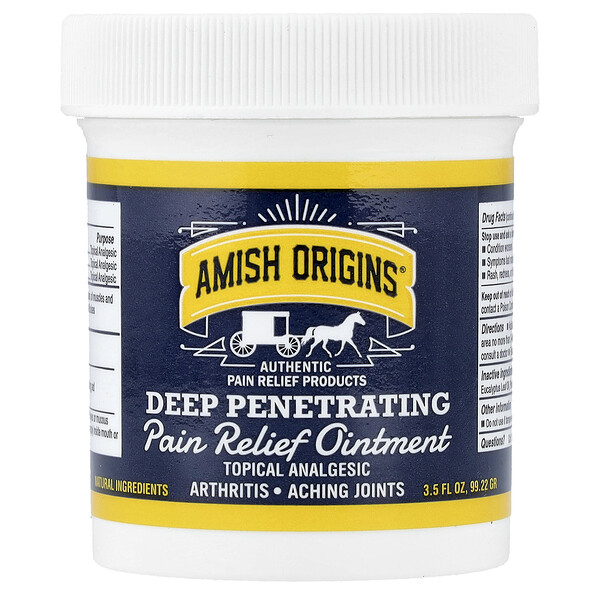 Amish Origins Authentic Deep Penetrating, Pain Relief Ointment, 3.5 fl oz (99.22 g)