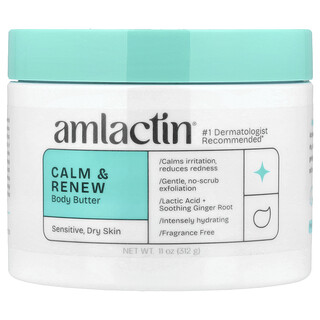 AmLactin, Calm & Renew -vartalovoi, herkälle ja kuivalle iholle, hajusteeton, 312 g