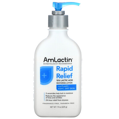 Amlactin Rapid Relief, восстанавливающий лосьон для кожи с 15% молочной кислотой, без отдушки, 225 г (7,9 унции)