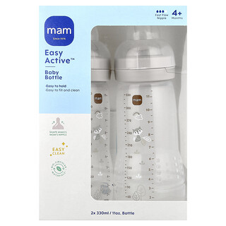 MAM, Easy Active™ babyfles, 4+ maanden, 2 flessen, 330 ml per stuk