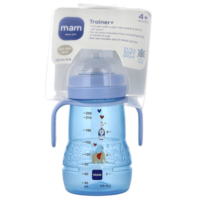 MAM, Biberón entrenador y más, 4 meses en adelante, Azul, 220 ml (8 oz)